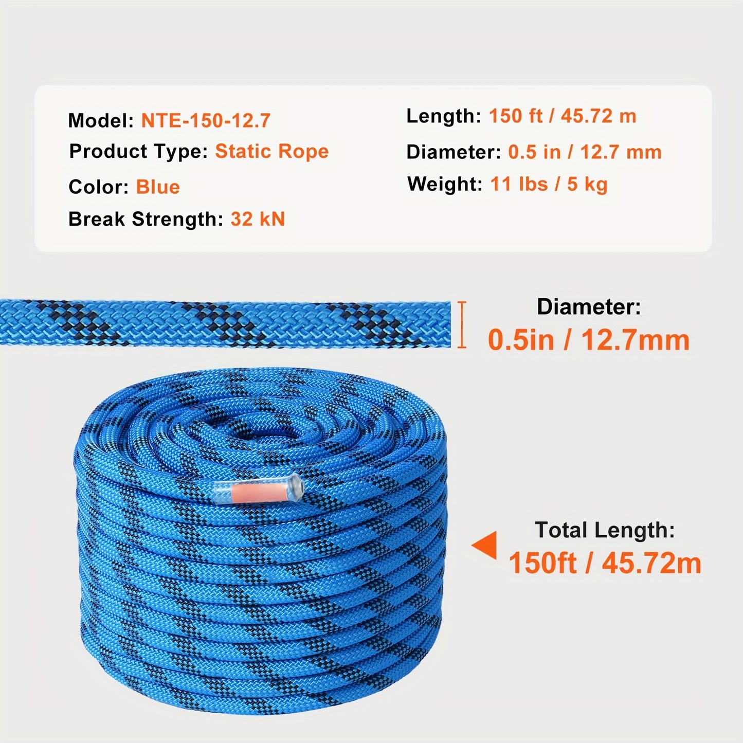 12.7mm Static Climbing Rope