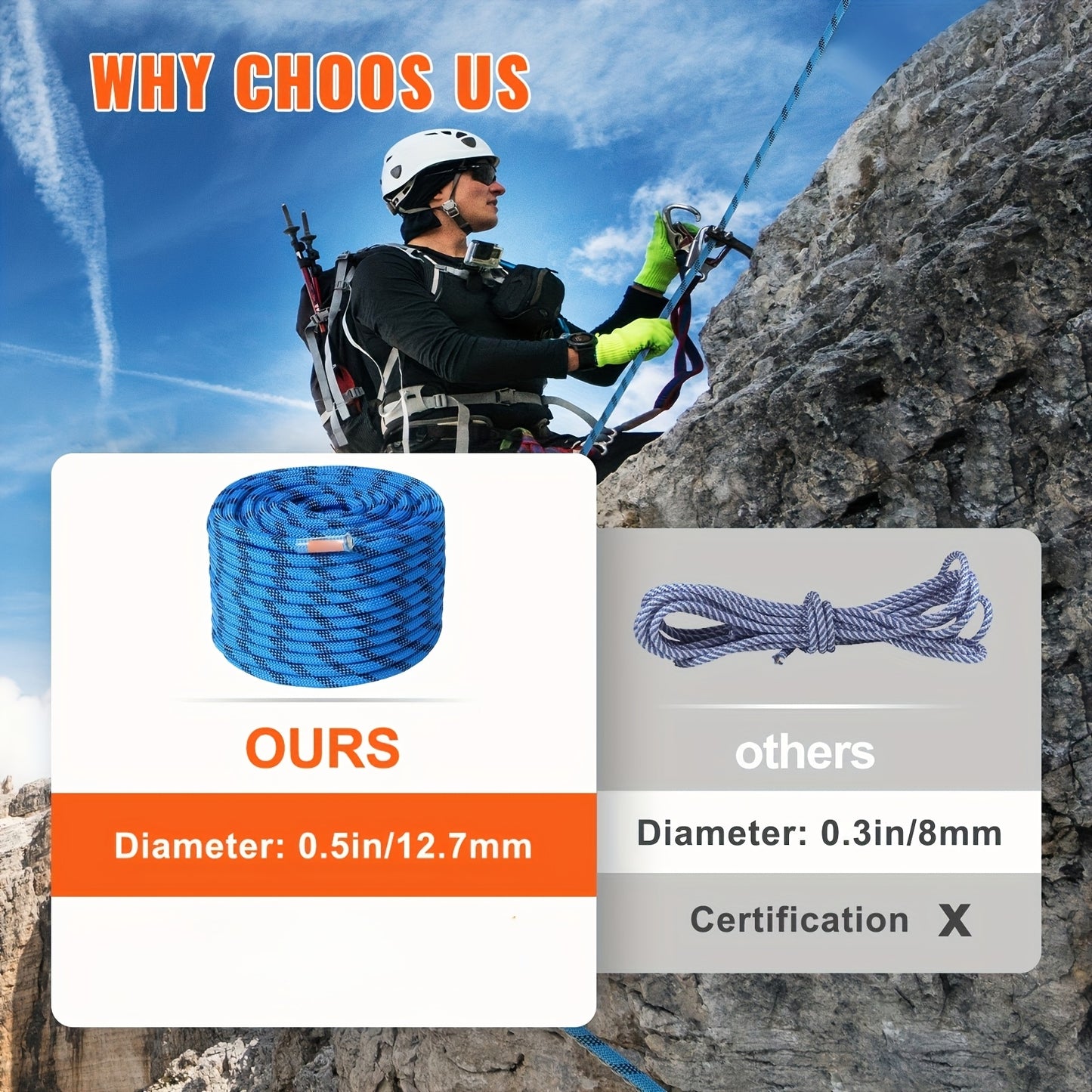 12.7mm Static Climbing Rope