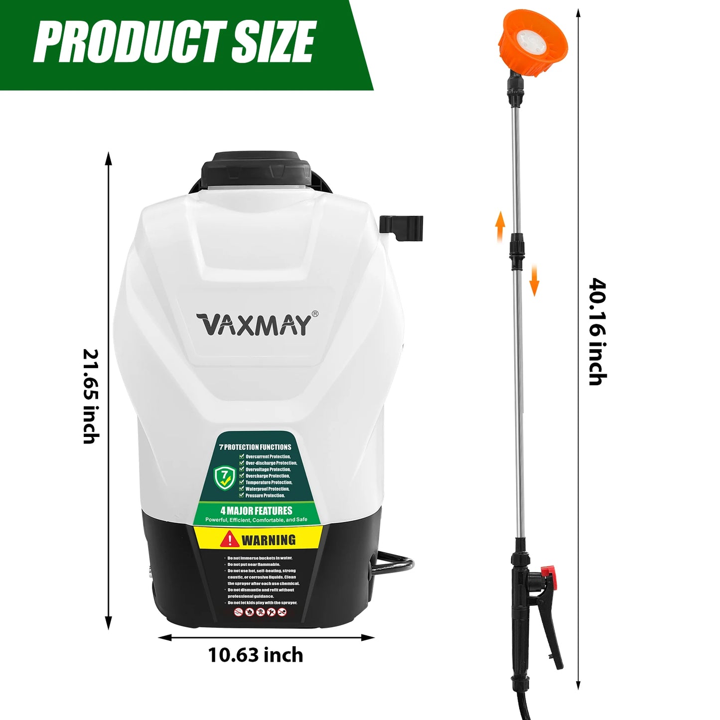 4 Gallon Battery Powered Backpack Sprayer with 75 PSI Maximum Pressure