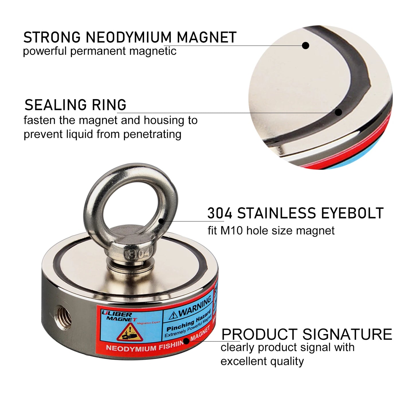 Salvage Magnet Sea Fishing Equipment Holder 140KG Rare Earth Magnet for Treasure Hunting and Lifting Applications