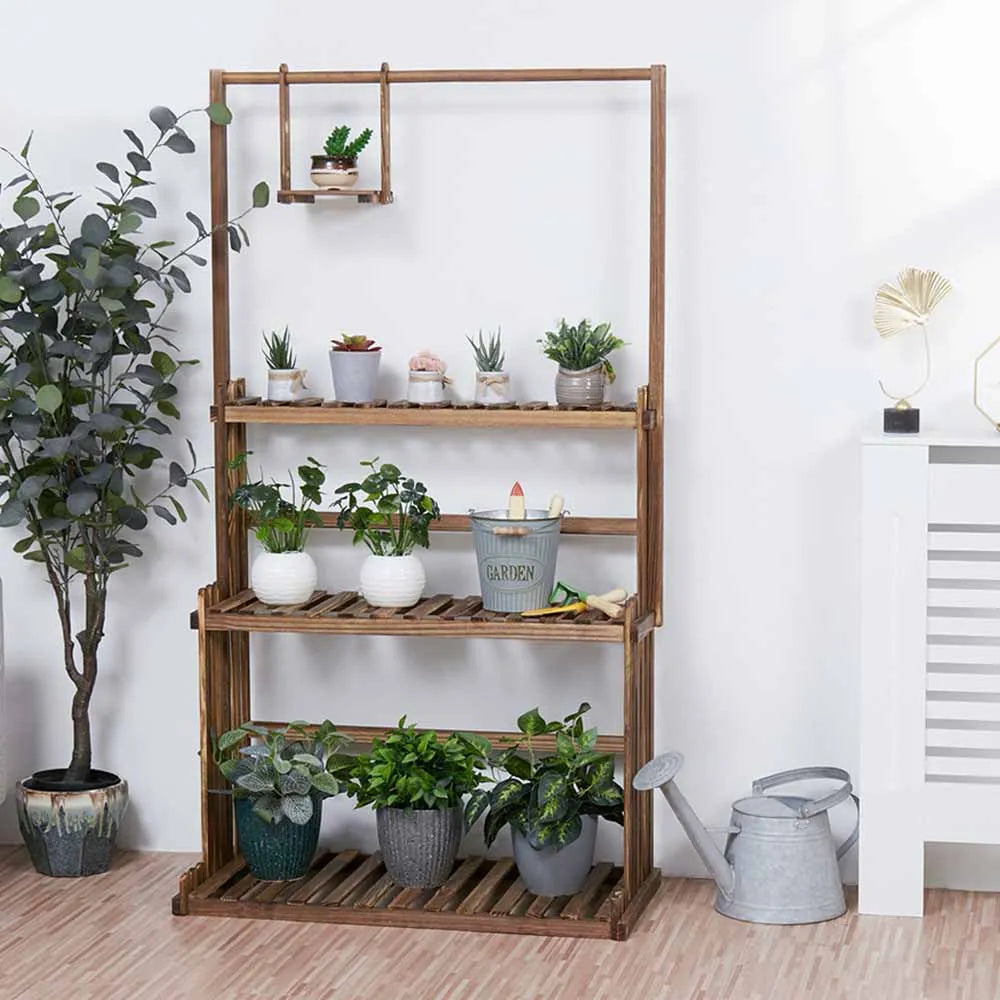 3 Tier Hanging Wood Plant Stand for Indoor and Outdoor Planters