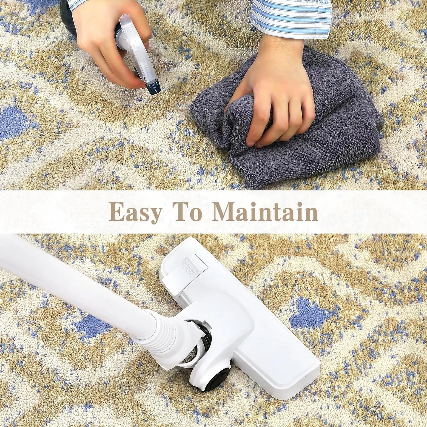 Ultra Soft Area Rug with Cotton Backing 2200GSM Low Pile Abstract Design