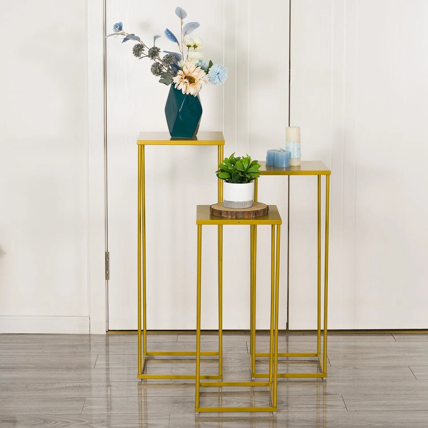 3 Pieces Metal Plant Stand Tall Cake Modern Style Floor Vase Set