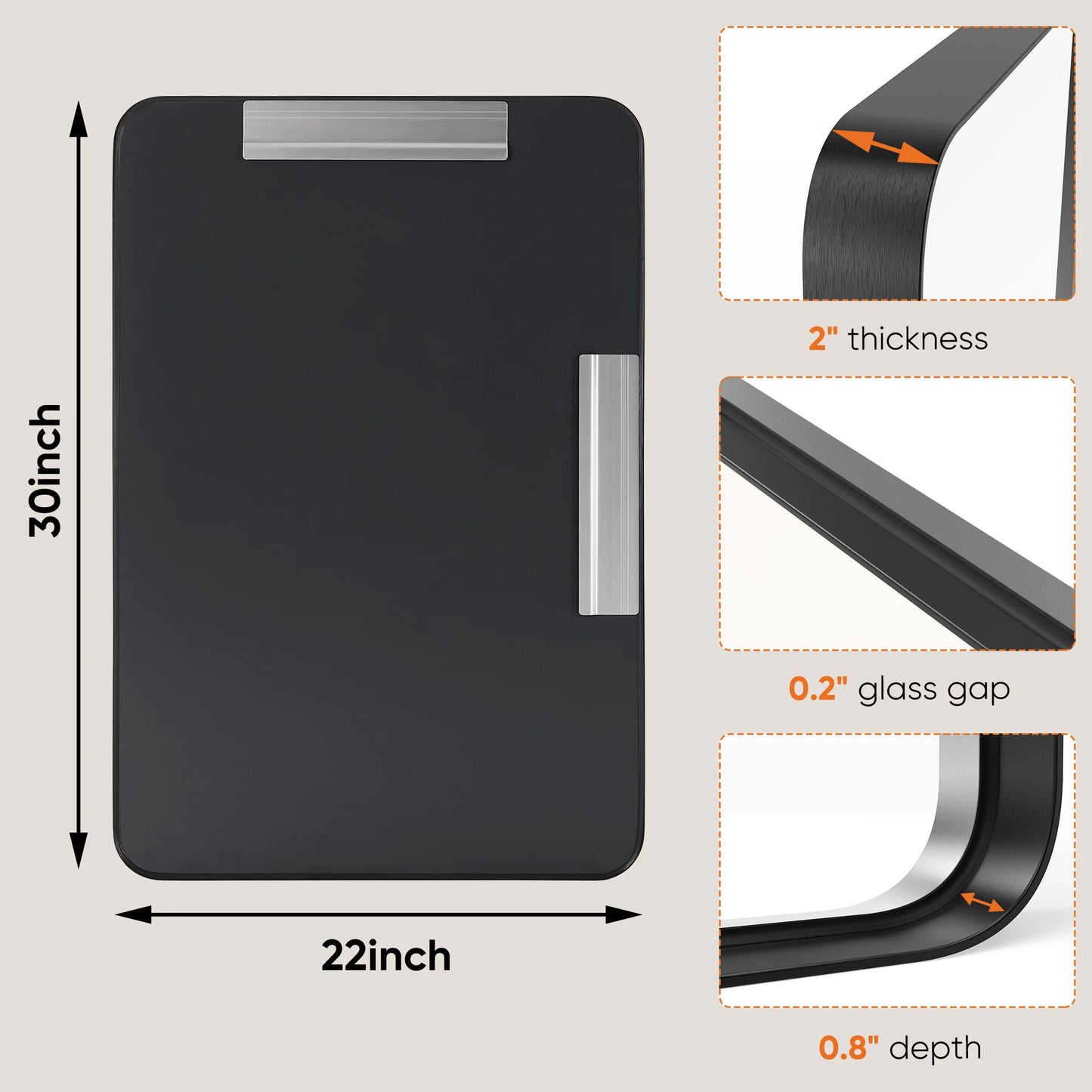Matte Metal Framed Bathroom Mirror for Wall Vanity Modern