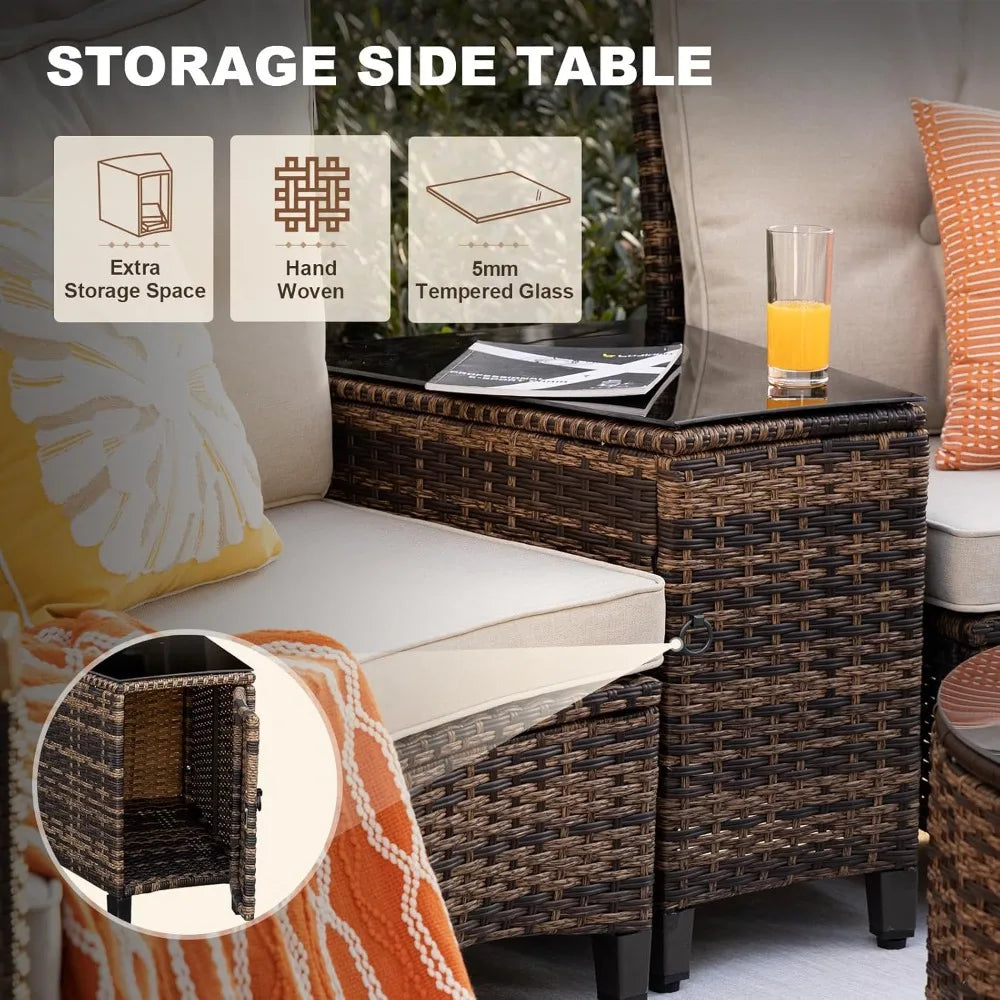 9 Piece Outdoor Patio Furniture Set with Unique Half Moon Design for Garden