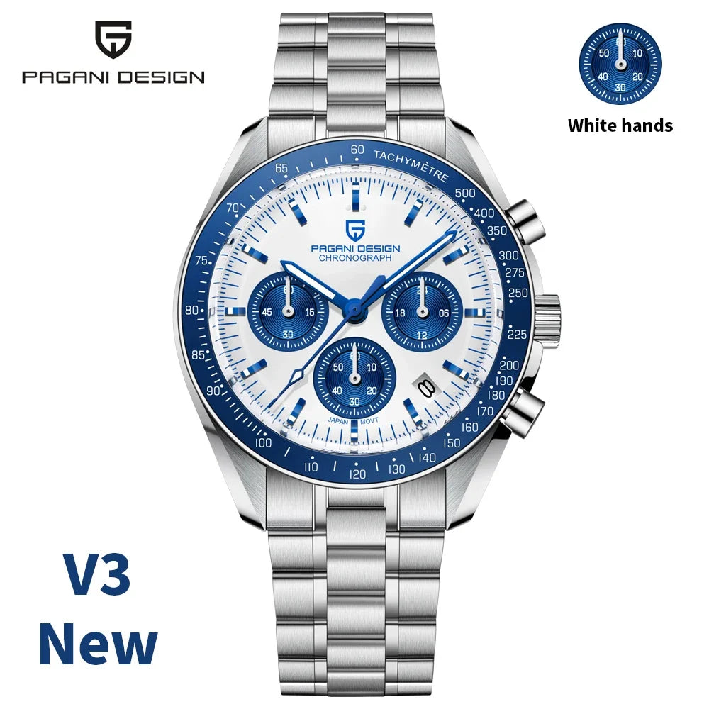 Men's Stainless Steel Quartz Watch with Folding Clasp and Round Dial