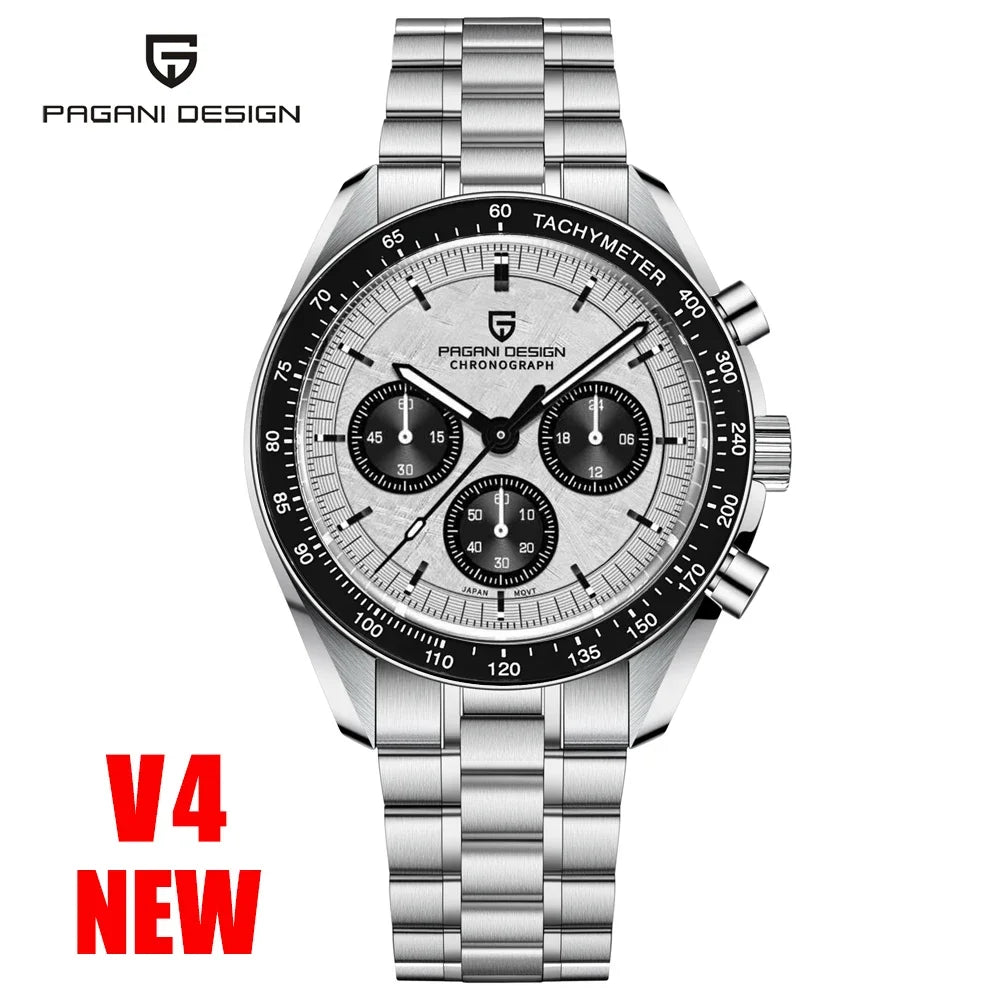 Men's Stainless Steel Quartz Watch with Folding Clasp and Round Dial