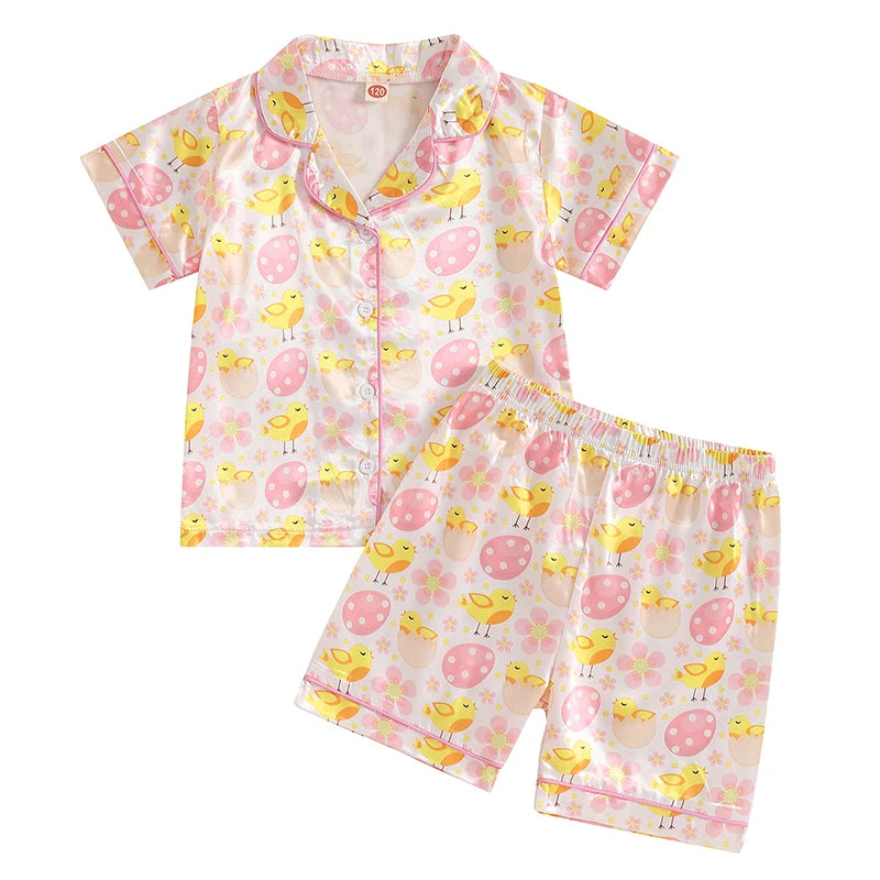 Long Sleeve Pajama Set for Toddler Girls in Cute Designs