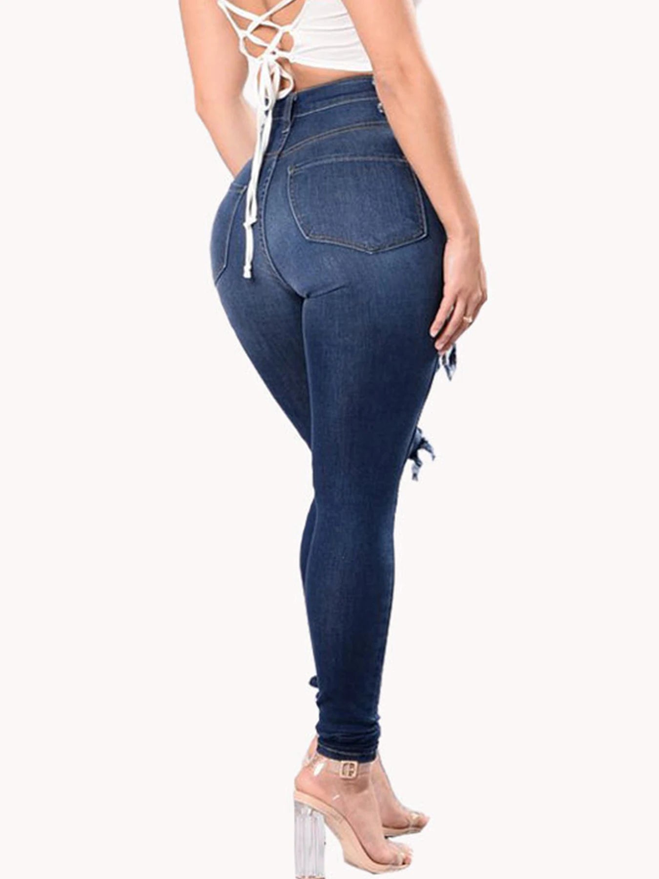 Women’s High Waisted Stretch Ripped Slim Fit Jeans