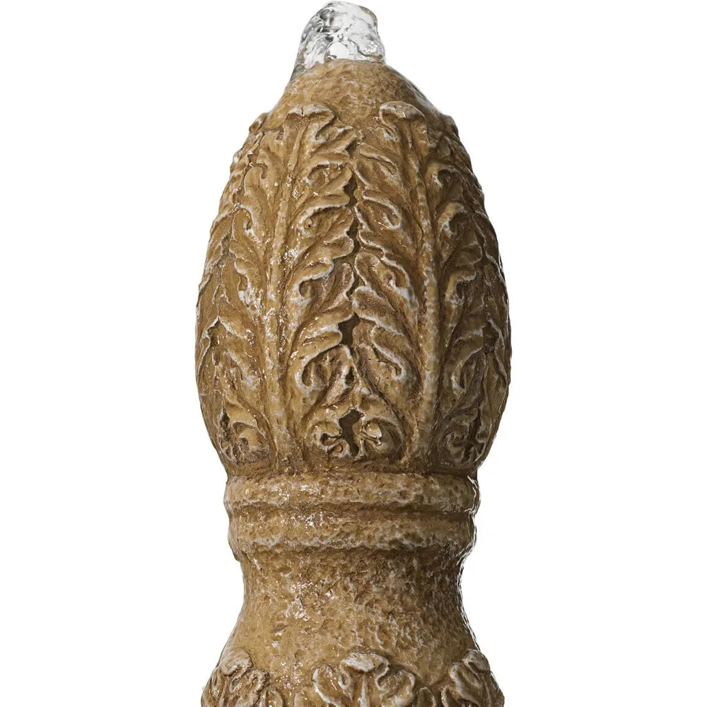 Domanico Italian Outdoor Floor Bubbler Fountain and Waterfalls 57 Inch High 3 Tiered Basins Decor for Garden Patio Backyard Deck