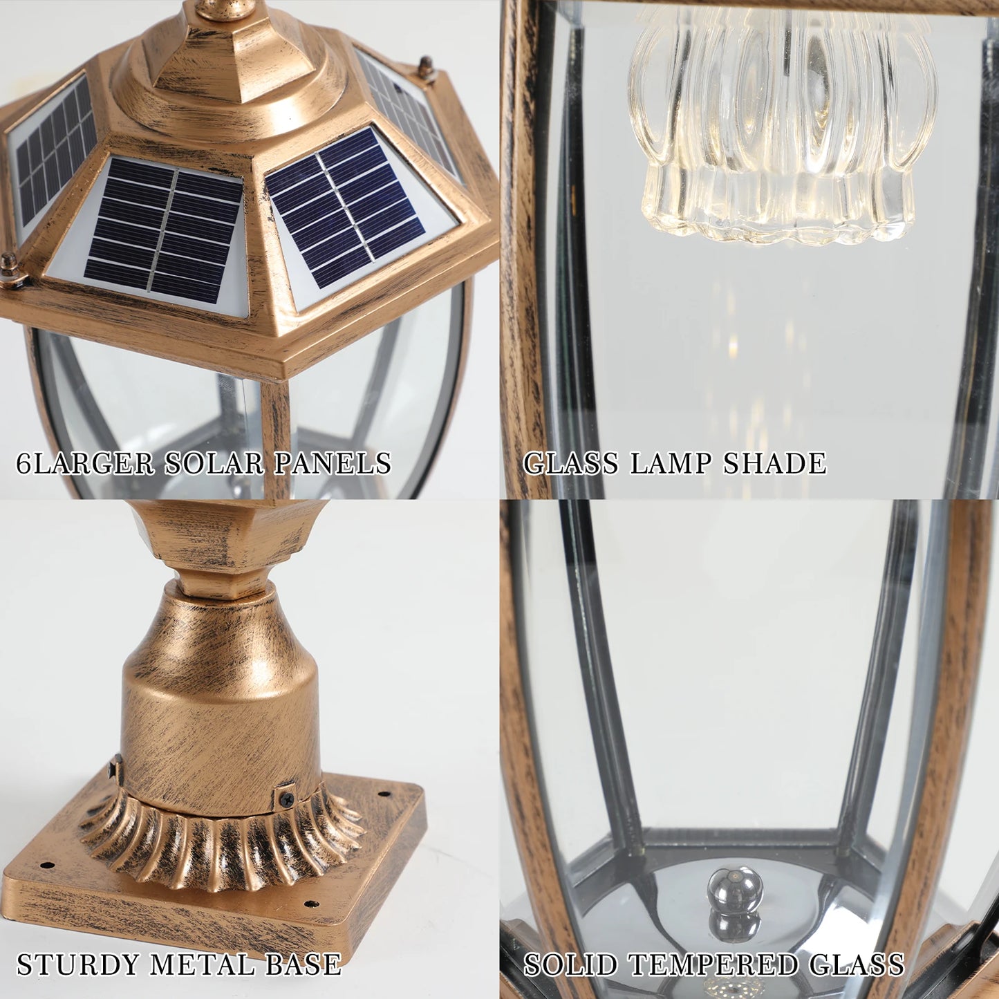 Vintage Solar LED Post Light for Outdoor Gardens and Patios