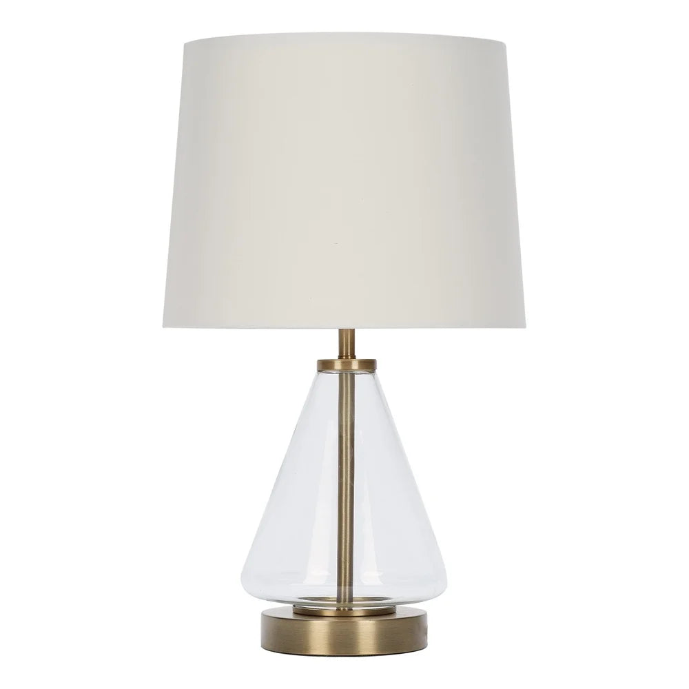 Brass Base Glass Table Lamp Modern Style Desk Lamp with Clear Shade E26 Bulbs Included