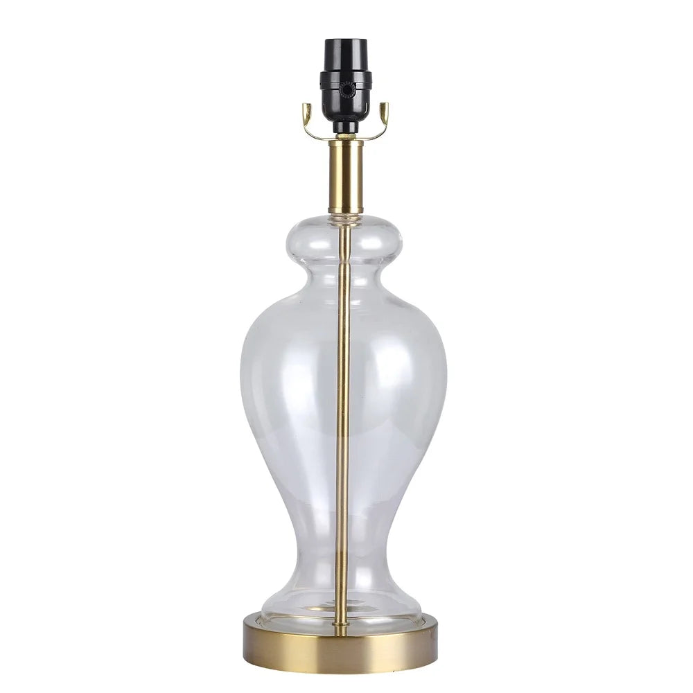 Brass Glass Table Lamp Base 18 Inch E26 White Glass Brushed Nickel Finish Gold Frame
