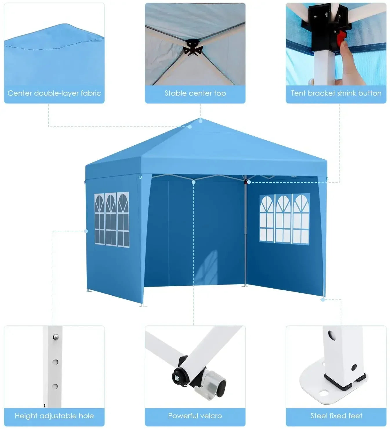 Sunshade Gazebo Portable Outdoor Rainproof Tent 3x3m Steel Frame