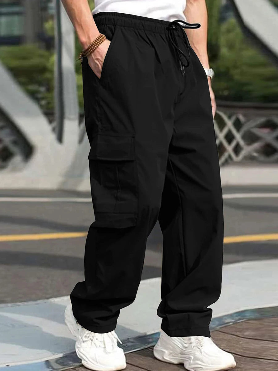 Men's Loose Cargo Pants with Pockets for Casual Wear
