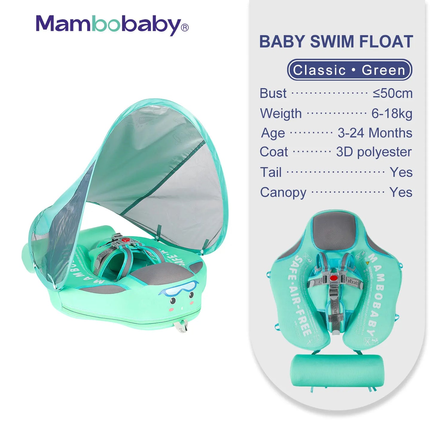 Baby Float With Sunshade Canopy For Infants Aged 0 To 3 Years CE Certified Swimming Aid