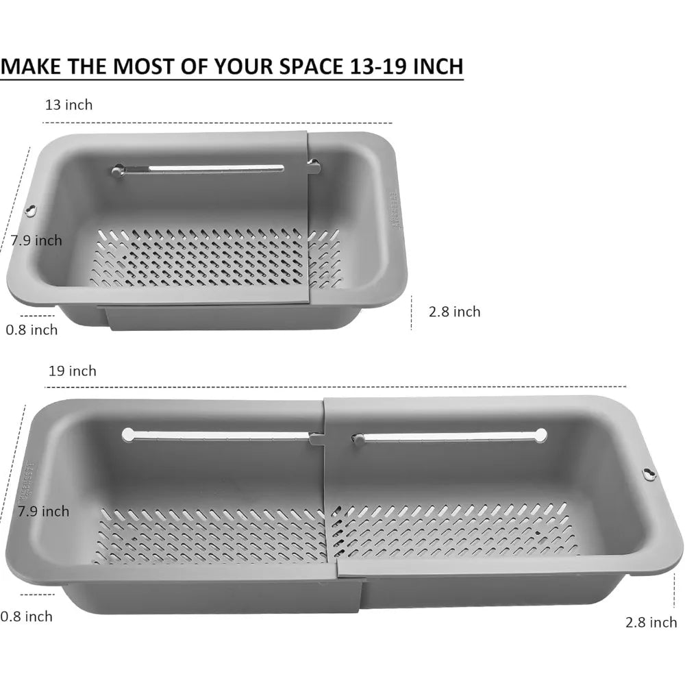 Collapsible Kitchen Colander and Stainless Steel Sink Strainer Set