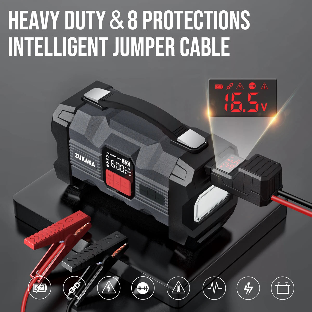 Car Jump Starter Digital Tire Inflator 20000mAh to 30000mAh Battery Capacity 1200A Peak Current CE Certified