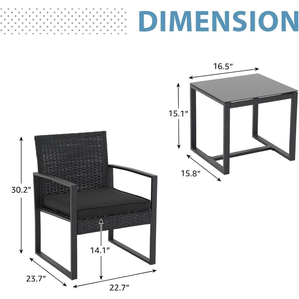 3 Pieces Patio Furniture Set Durable Bistro Set for Outdoor Use