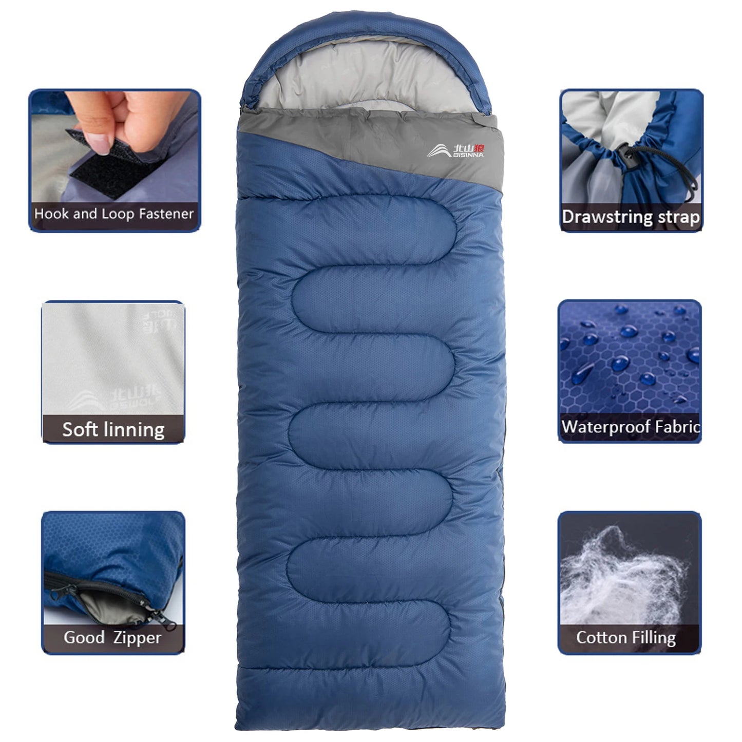 Camping Sleeping Bag Waterproof Adult Cotton Terylene Winter Splic 5 to 0 Degrees