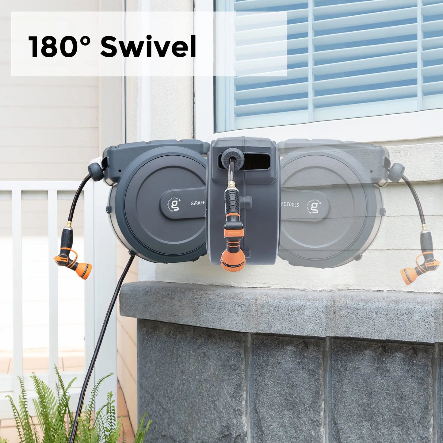 Garden Hose Reel Retractable 1/2 x 100 ft With Nozzle