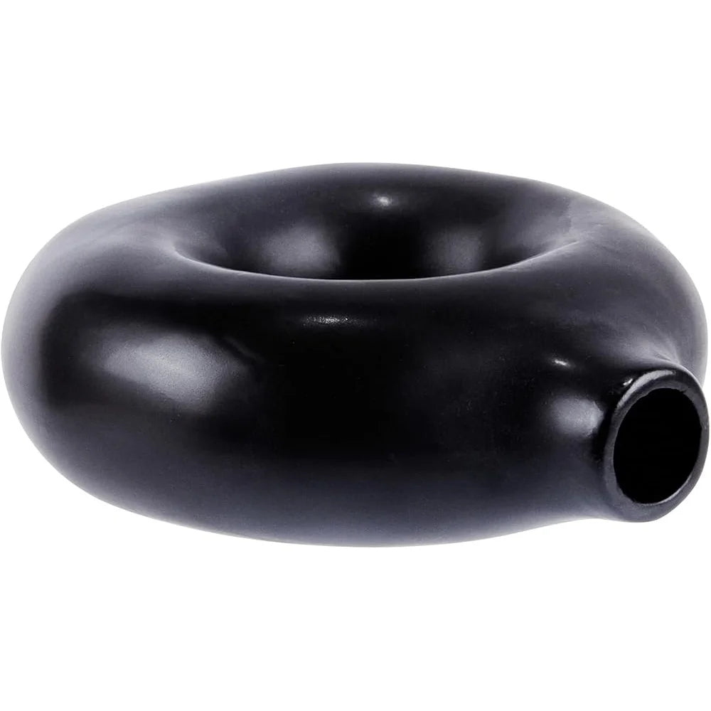 Donut Flower Vase Black Ceramic Modern Style Decorative Centerpiece