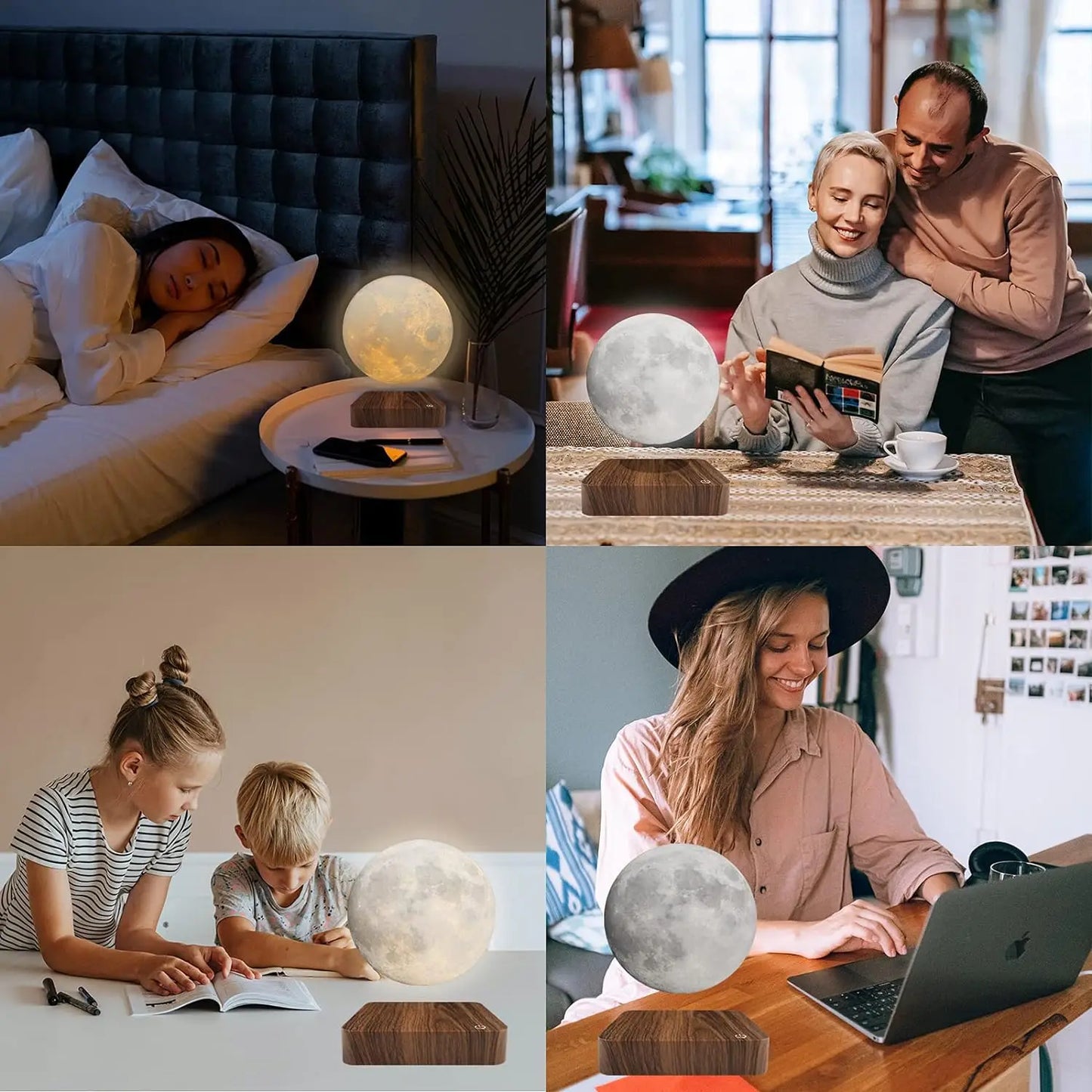 Magnetic Floating Rotating Moon Lamp Night Light with LED Bulbs