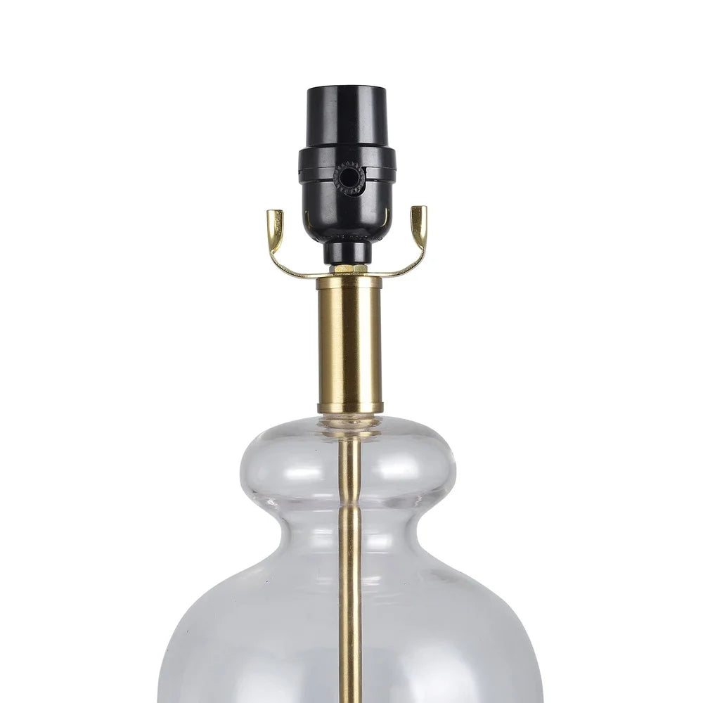 Brass Glass Table Lamp Base 18 Inch E26 White Glass Brushed Nickel Finish Gold Frame