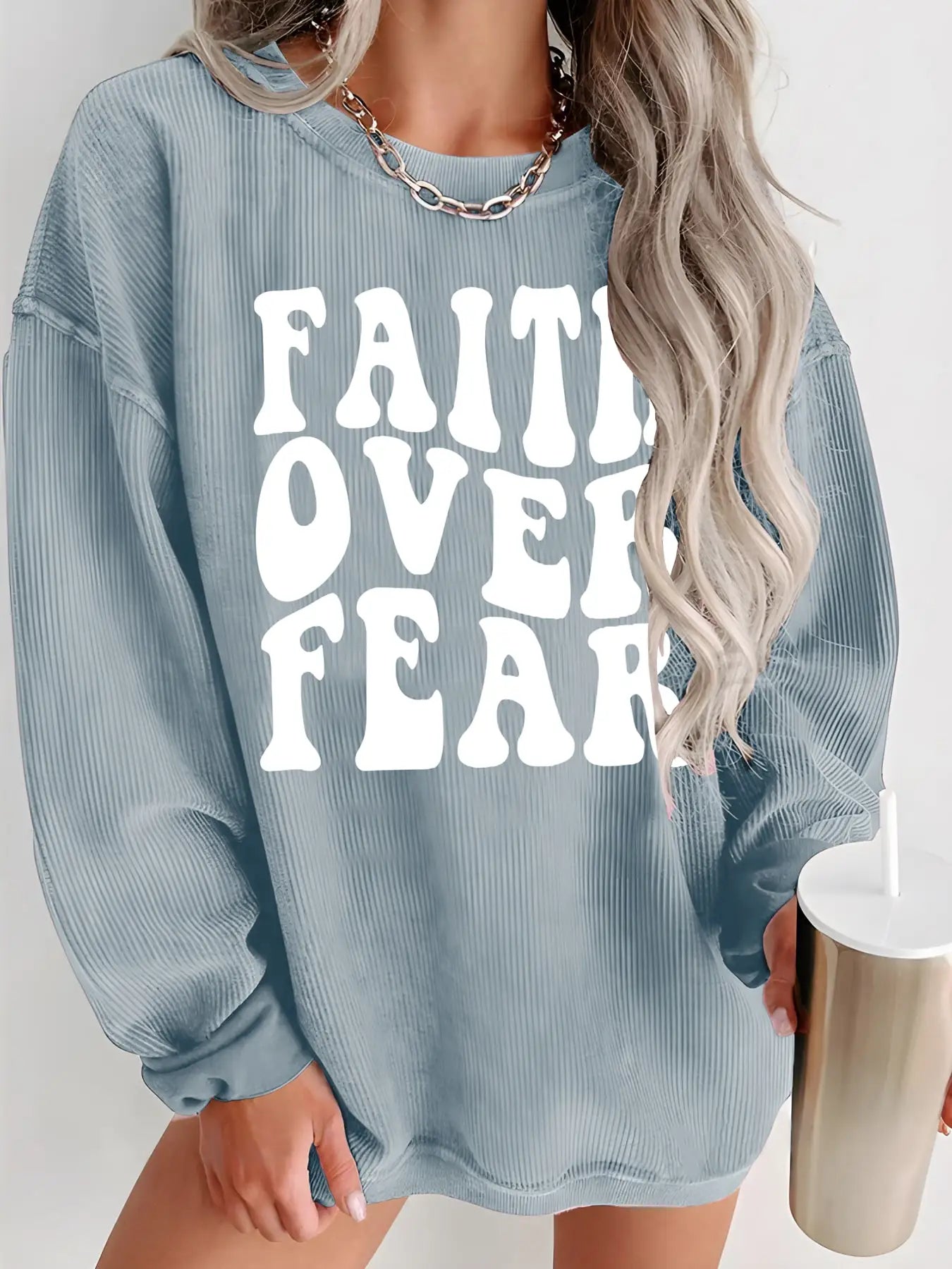 Long Sleeved Round Neck Casual Hoodie for Women in Polyester Blend