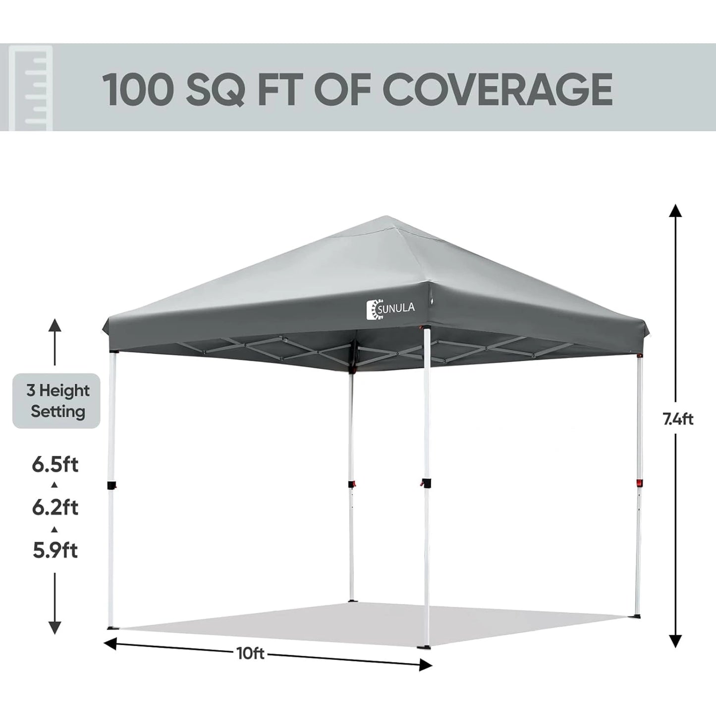 10x10 Pop Up Canopy Tent for 3-4 People All Weather Sun Shelter and Rain Protection