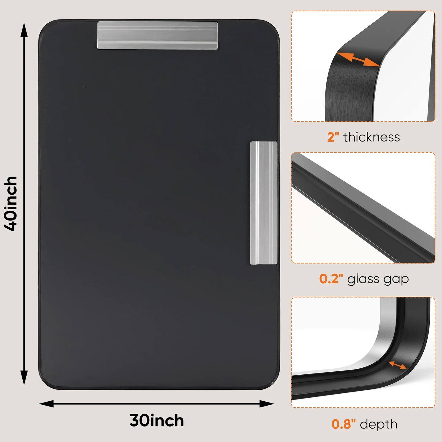 Matte Metal Framed Bathroom Mirror for Wall Vanity Modern