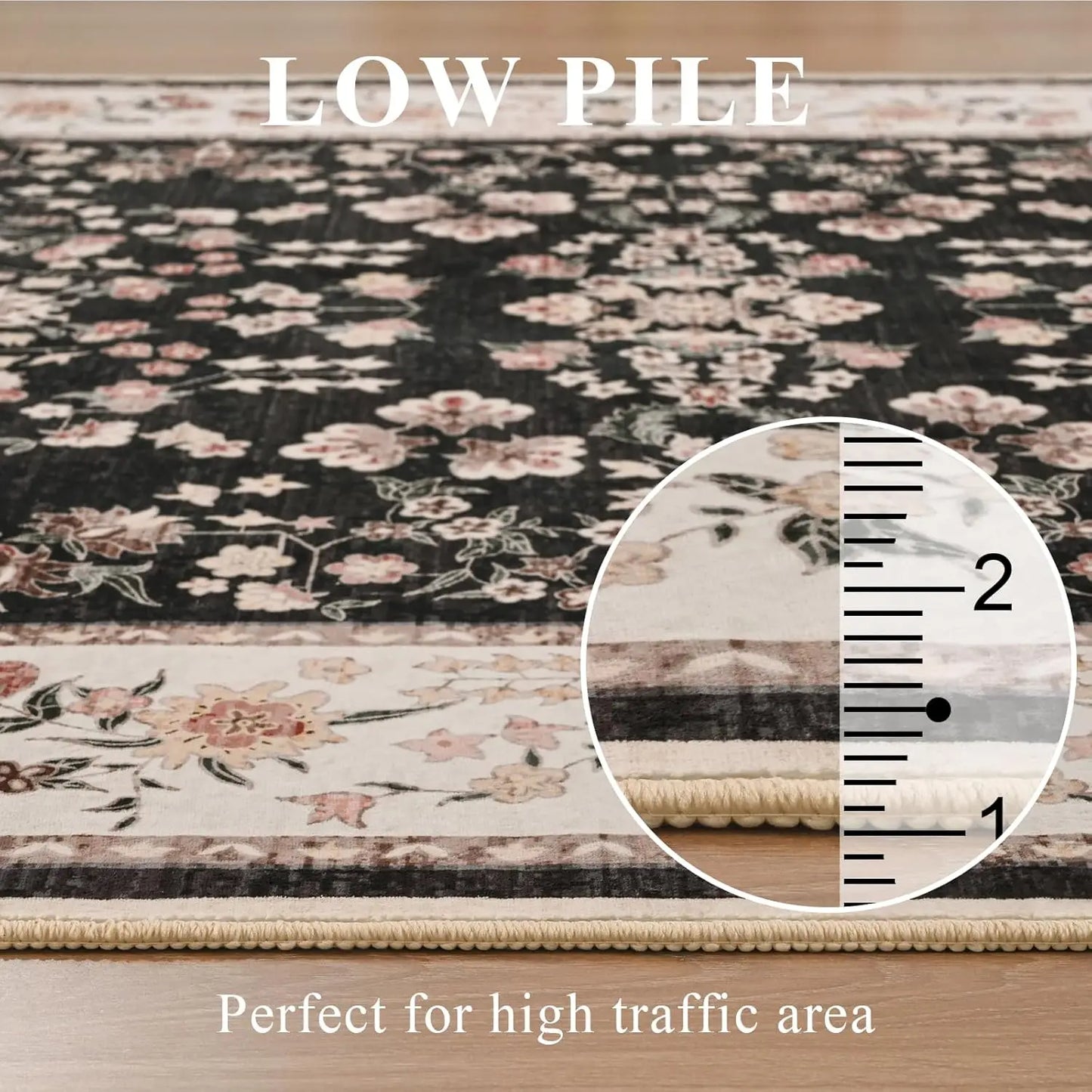 Area Washable Rug with Anti-Slip Feature for Home Indoor Use 100 Percent Polyester Machine Made Print Design