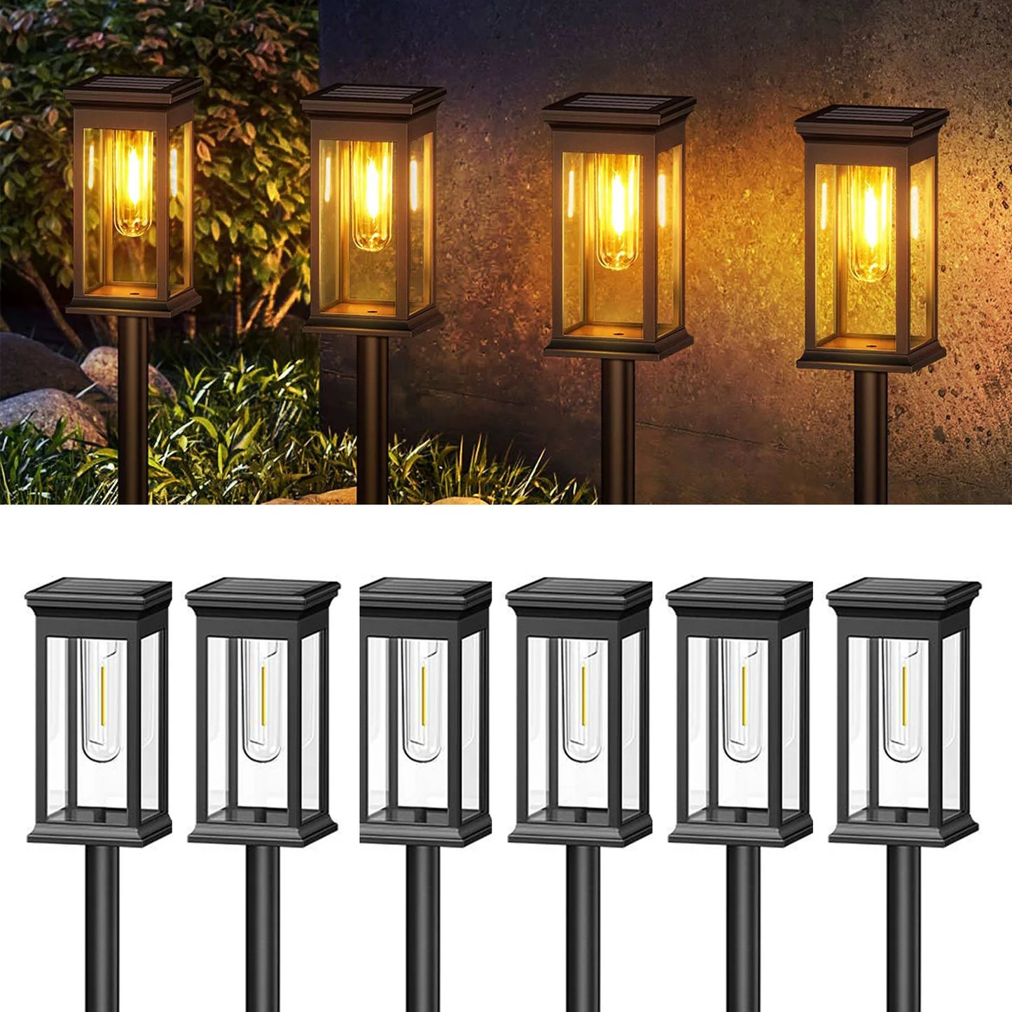 Upgraded Solar Lights 2 6 12 Pack Modern Style LED Outdoor Lighting