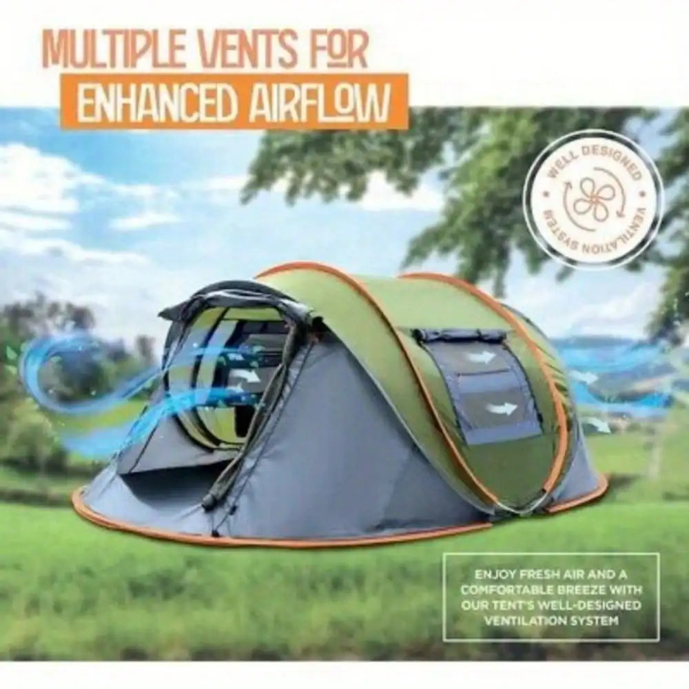 4 Person Easy Pop Up Tent Quick Automatic Opening Double Layer Synthetic Fibres