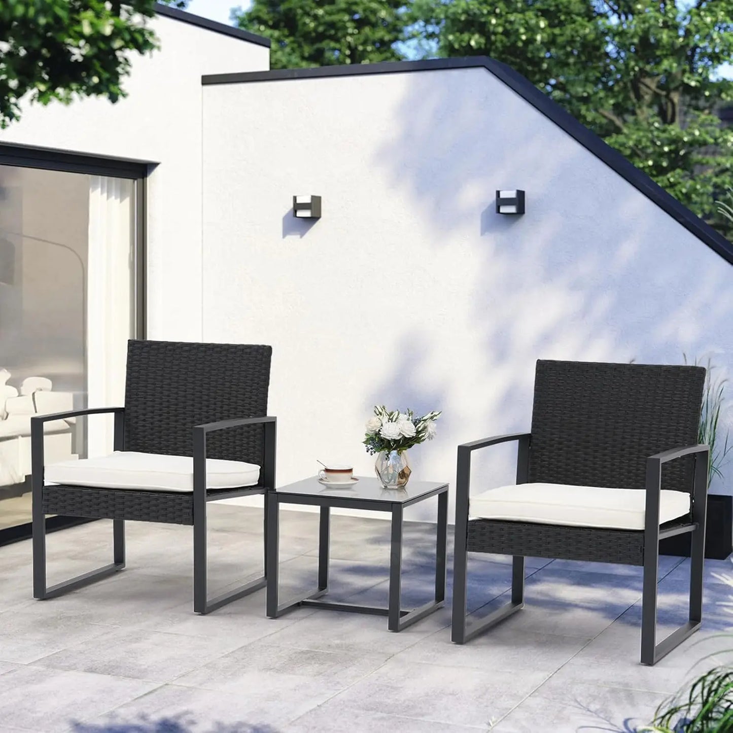 3 Pieces Patio Furniture Set Durable Bistro Set for Outdoor Use