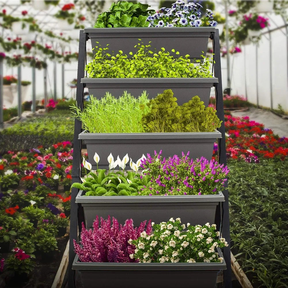 4Ft Vertical Raised Garden Bed 5 Tier Food Safe Planter Box for Indoor and Outdoor Gardening