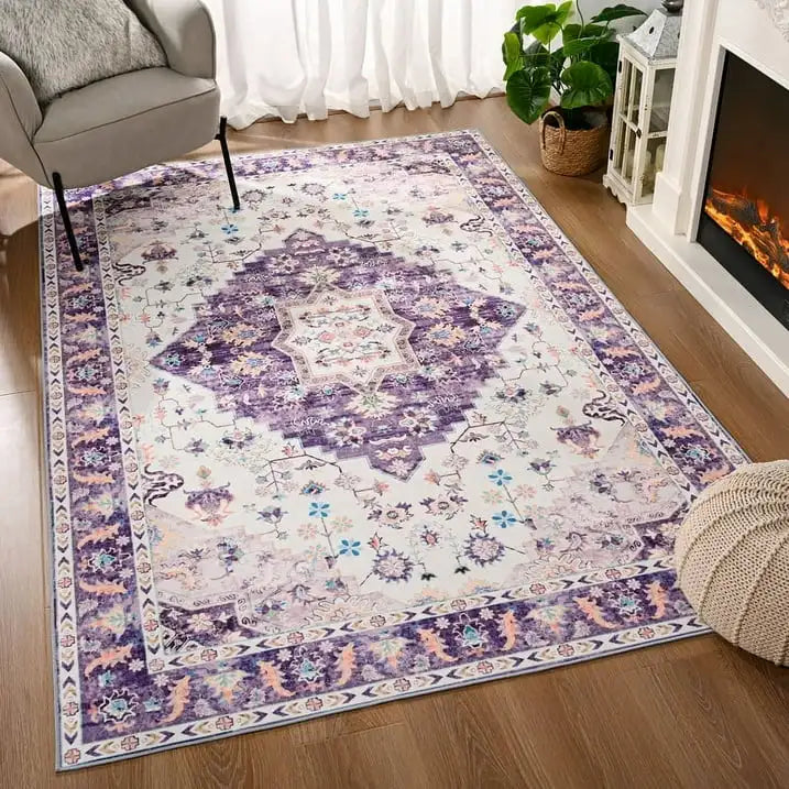 Soft Vintage Print Anti-Slip Rug for Living Room and Bedroom