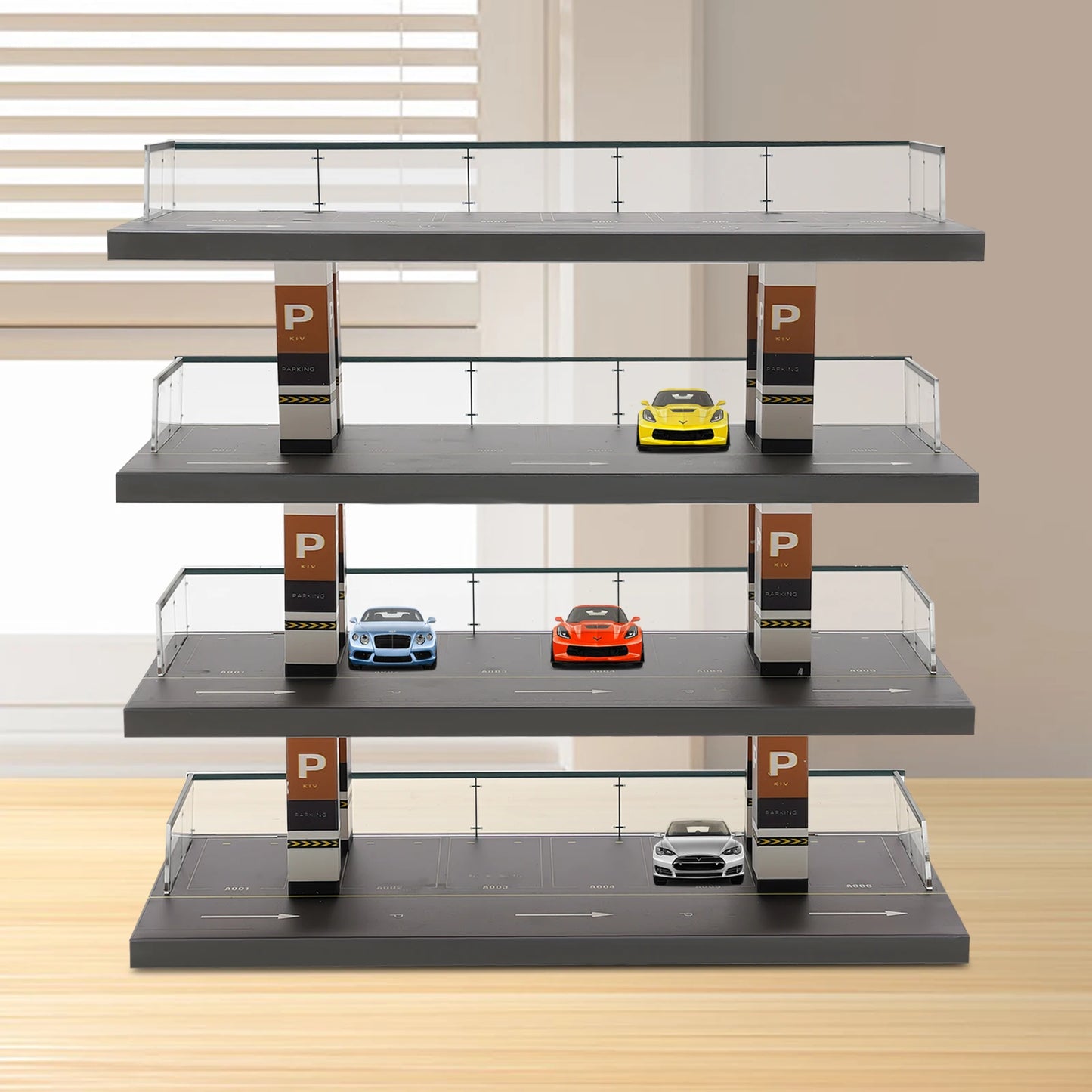 1:64 Acrylic Parking Lot Scene Model 4-Layer Car Vehicle Garage Showcase