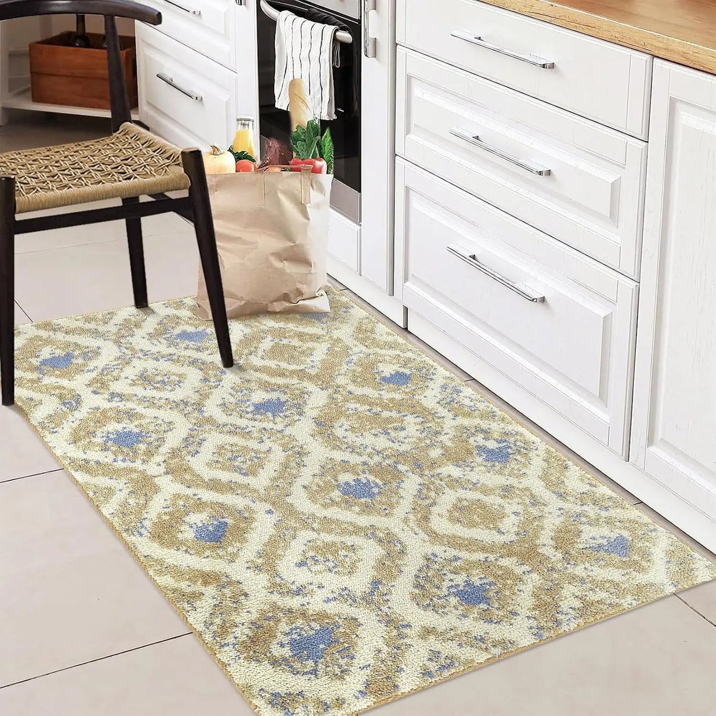 Ultra Soft Area Rug with Cotton Backing 2200GSM Low Pile Abstract Design