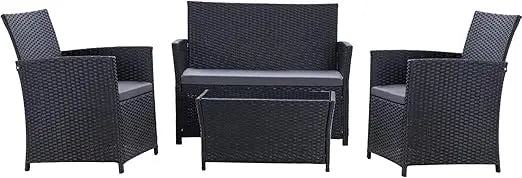 Modern Gray Rattan Wicker Patio Furniture Set for Outdoor Use