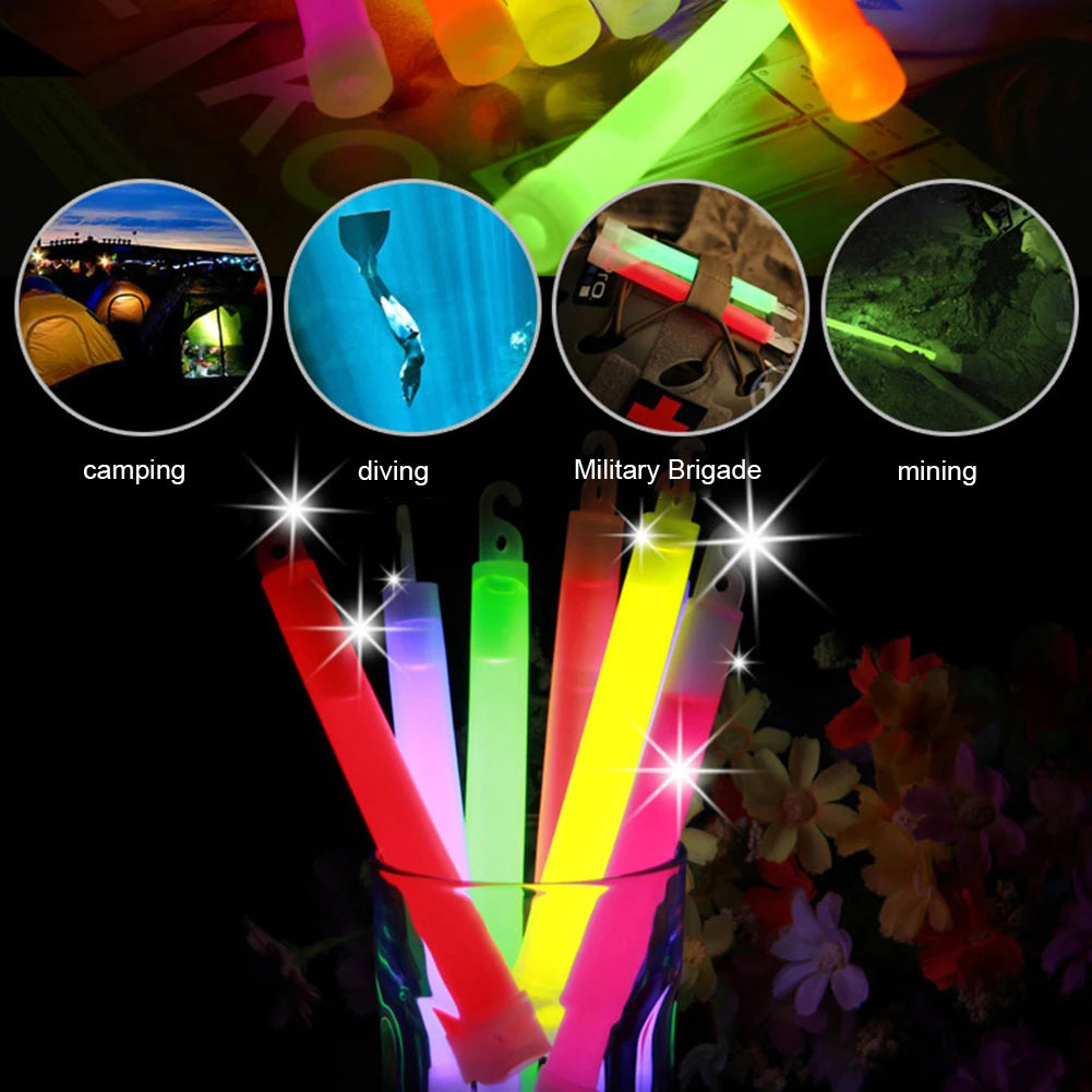 10 Pack 6 Inch Glow Light Sticks Emergency Warning Lamp Waterproof Hiking Camping Equipment