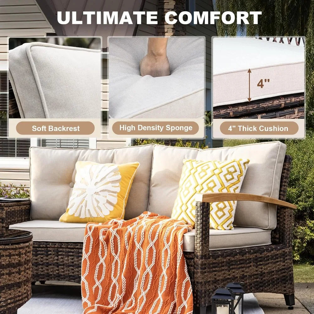 9 Piece Outdoor Patio Furniture Set with Unique Half Moon Design for Garden