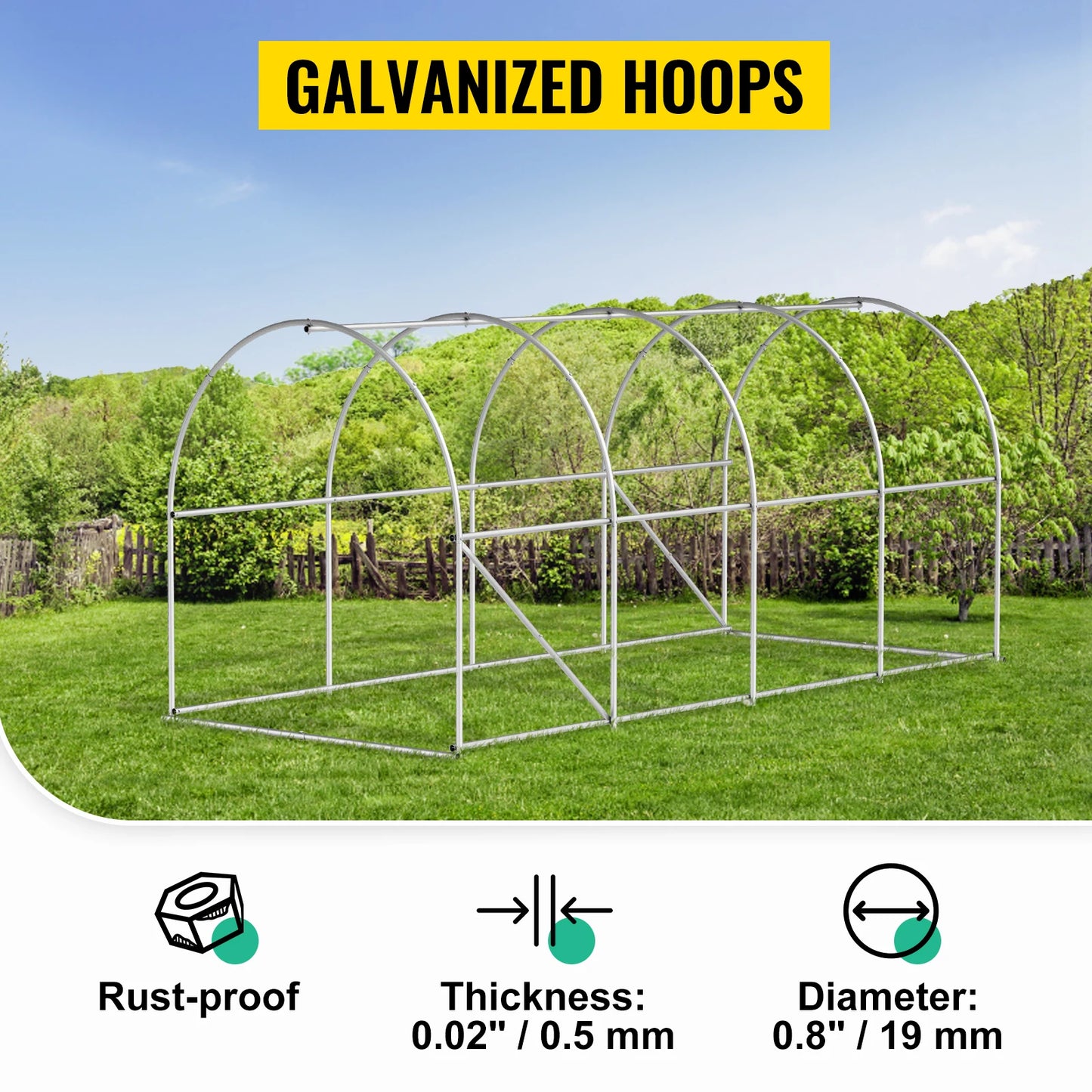 Walk In Greenhouse Galvanized Frame Waterproof Durable Easy Assembly Polyethylene Tunnel 15x7x7 10x7x7 20x10x7 12x7x7 Ft