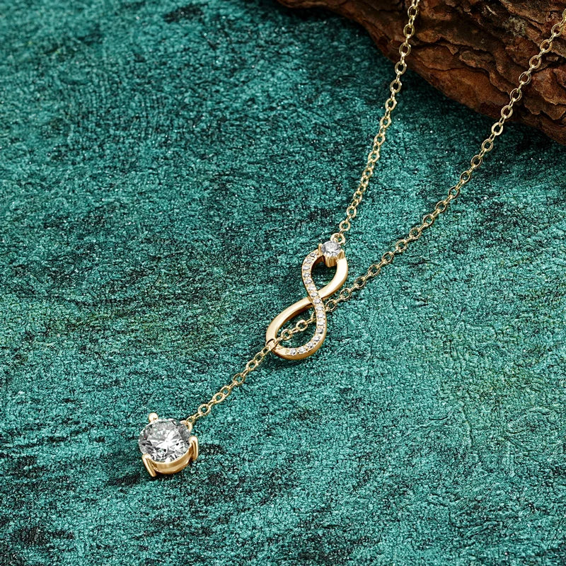 Elegant Silver Infinity Necklace for Women with Moissanite
