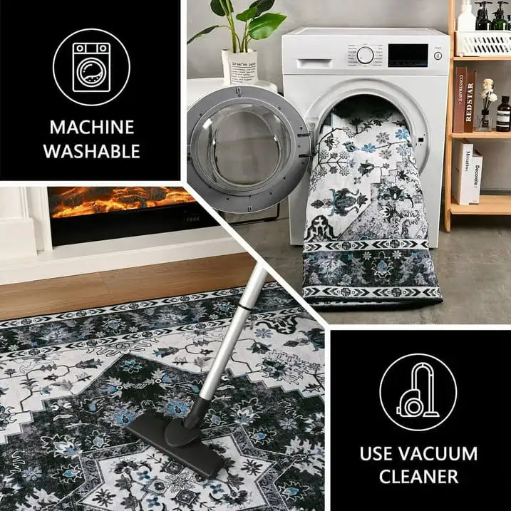 Soft Vintage Print Anti-Slip Rug for Living Room and Bedroom