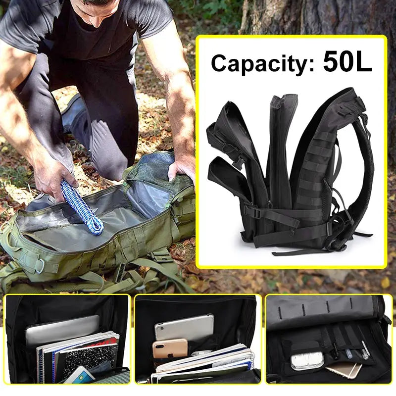45L 25L Tactical Backpack Men's Waterproof Softback Unisex for Hiking Camping Hunting Travel Cycling