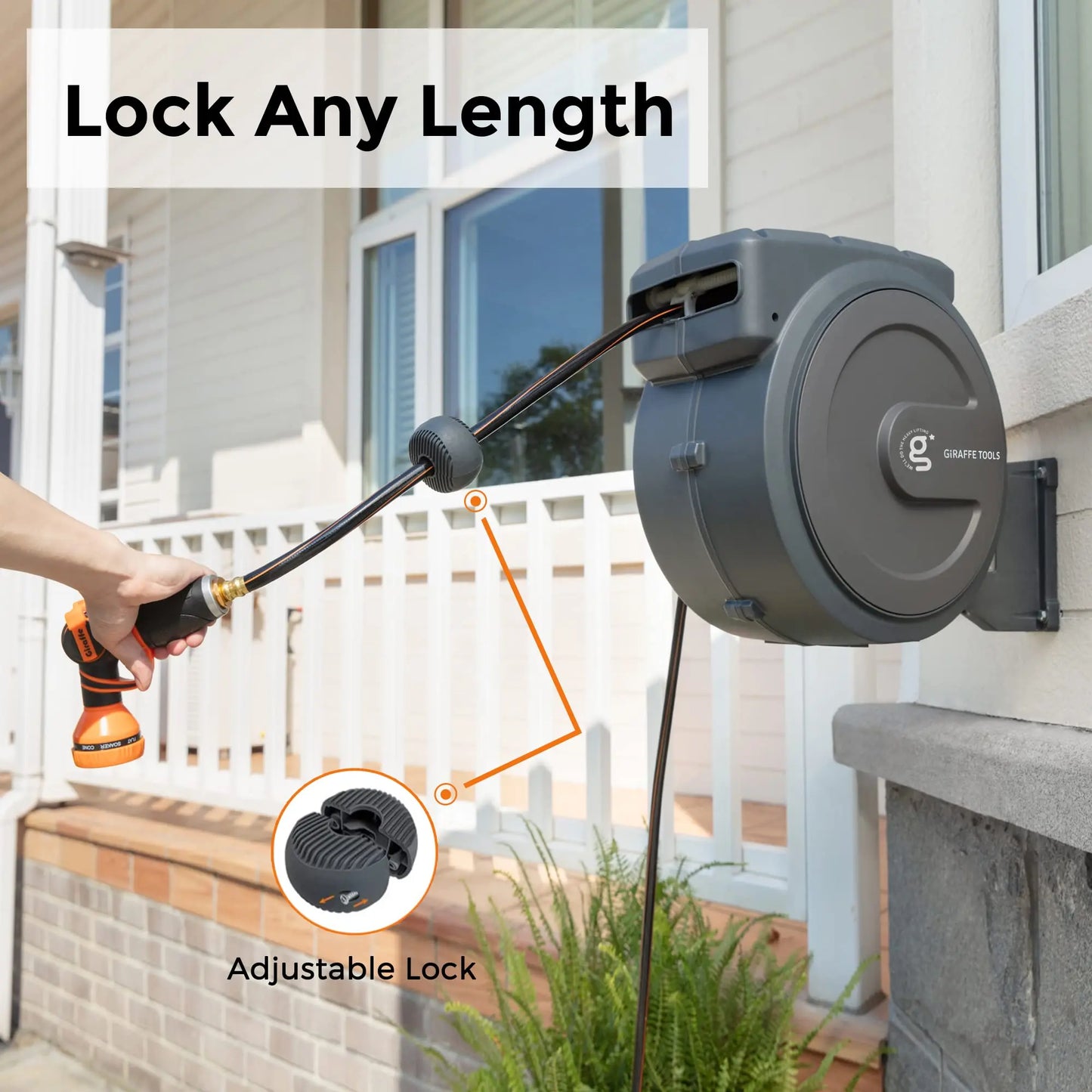 Garden Hose Reel Retractable 1/2 x 100 ft With Nozzle