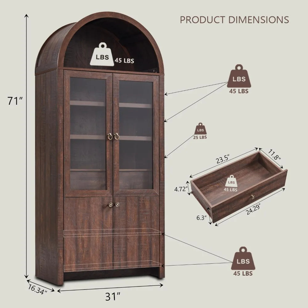 Modern Farmhouse Bookcase w Open Adjustable Shelf Wooden Display Cabinet