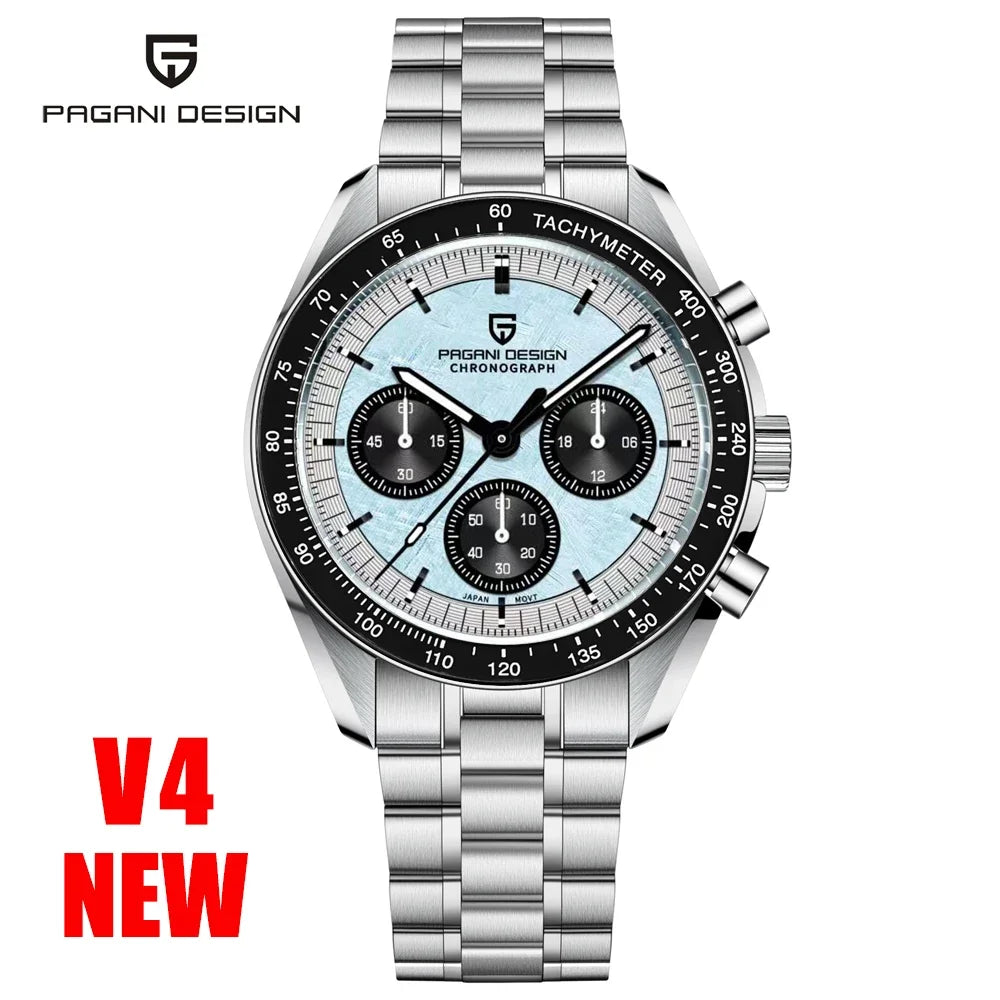 Men's Stainless Steel Quartz Watch with Folding Clasp and Round Dial