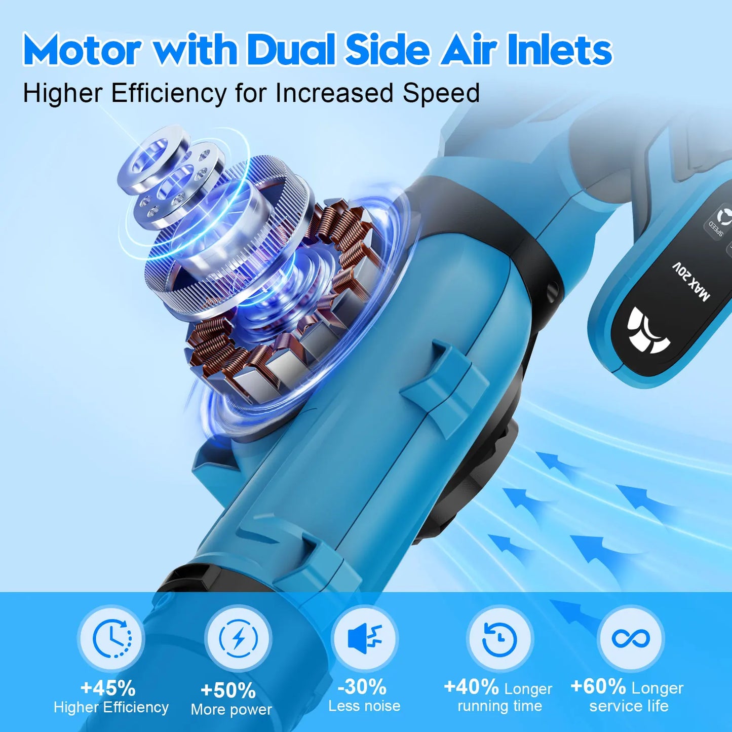 21V Cordless Leaf Blower with Powerful Motor and Lightweight Design